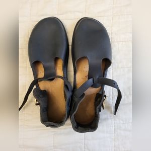 Black Leather T-Straps